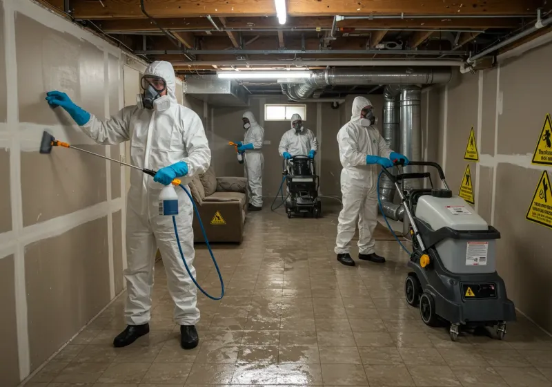 Basement Moisture Removal and Structural Drying process in Deatsville, AL